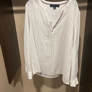 Tommy Hilfiger Cream Buttoned Long Sleeve Blouse